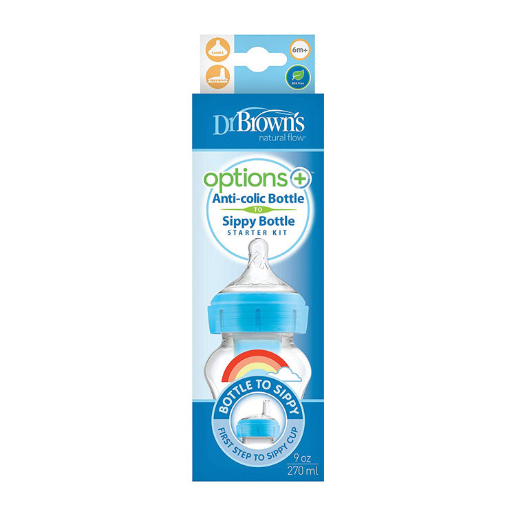 DR. BROWNS OPTIONS+ BOTTLE  TO SIPPY STARTERKIT BH BLAUW