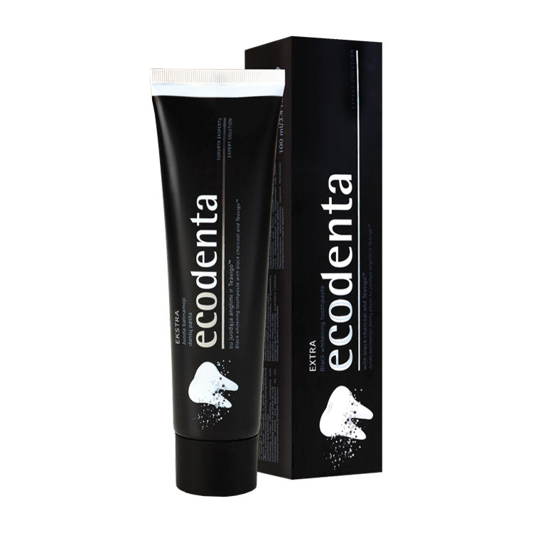 ECODENTA TANDPASTA  EXTRA BLACK WHITENING HOUTSKOOL