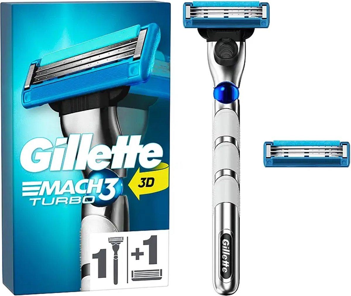 GILLETTE SCHEERSYSTEEEM MACH3 TURBO 3D +2 MESJES