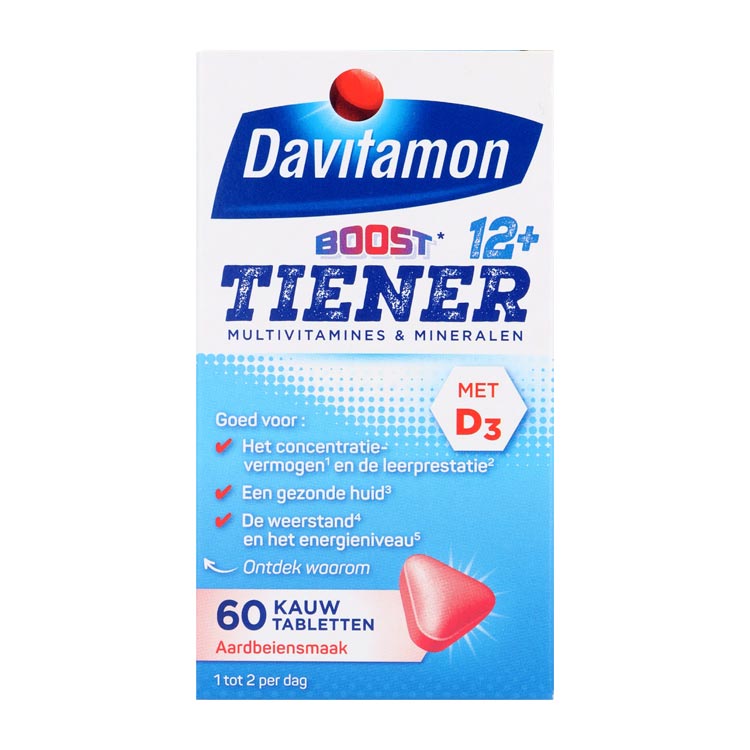 DAVITAMON BOOST 12+ AARDBEI K.TBL