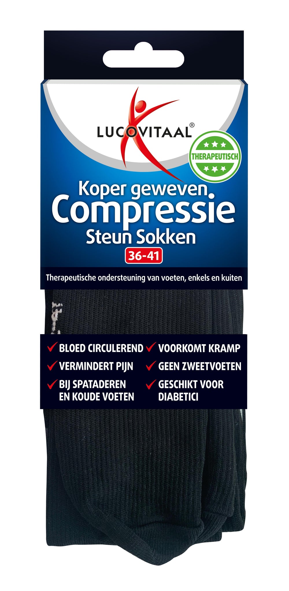 LUCOVITAAL COMPRESSIE KOPER SOK 36-41 ZWART
