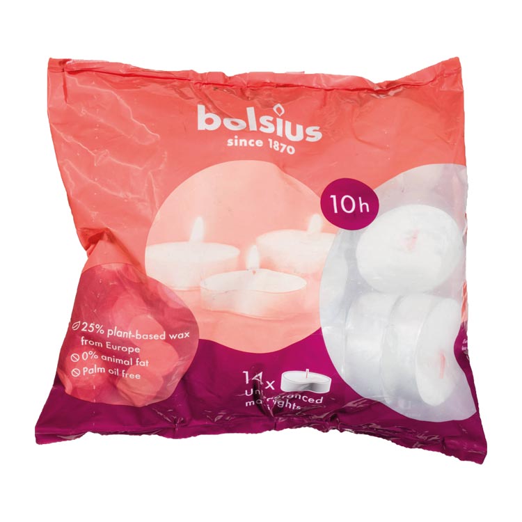 BOLSIUS THEELICHT MAXI WIT ZAK DUURZAAM 10-UUR