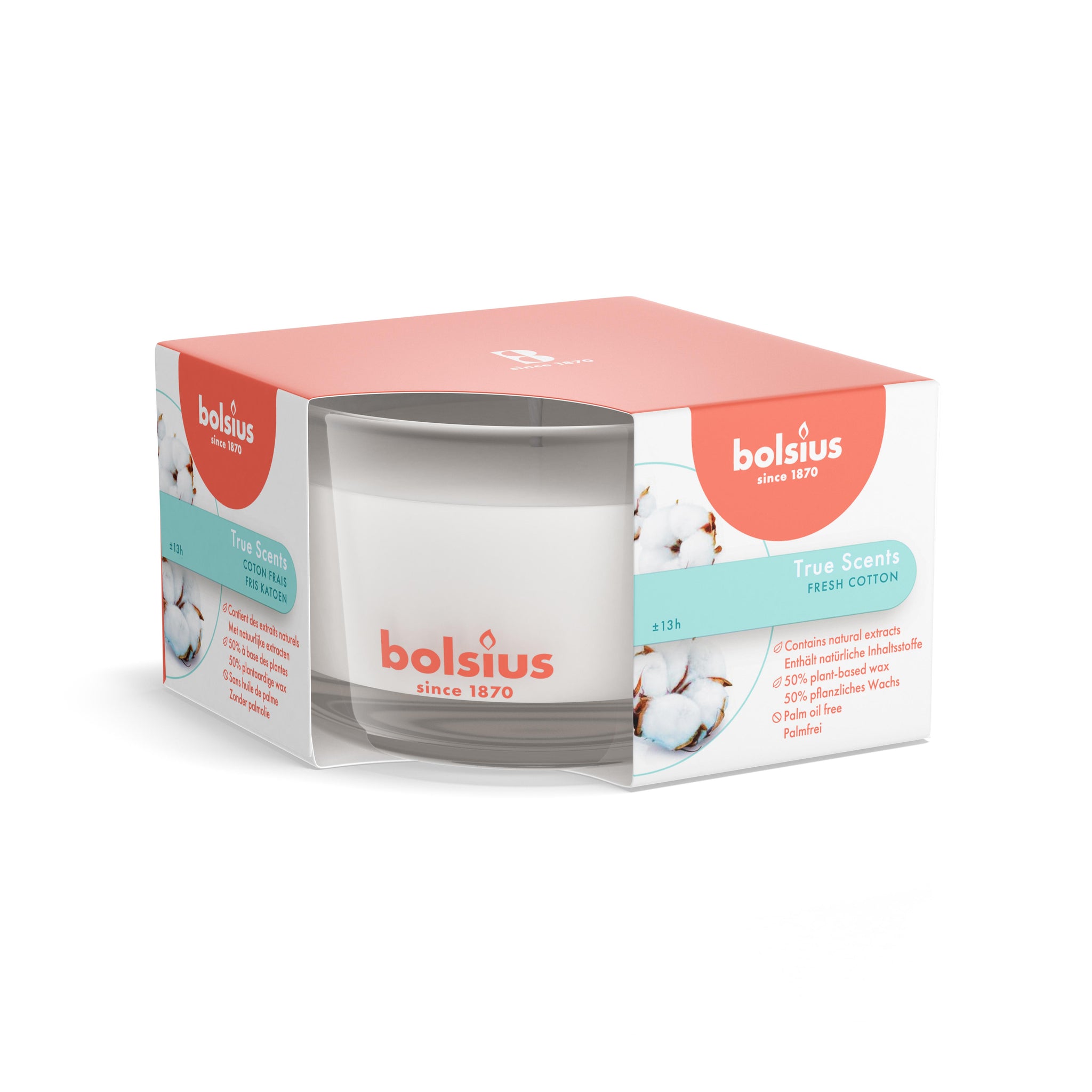 BOLSIUS GEURGLAS TRUE SCENTS FRESH COTTON