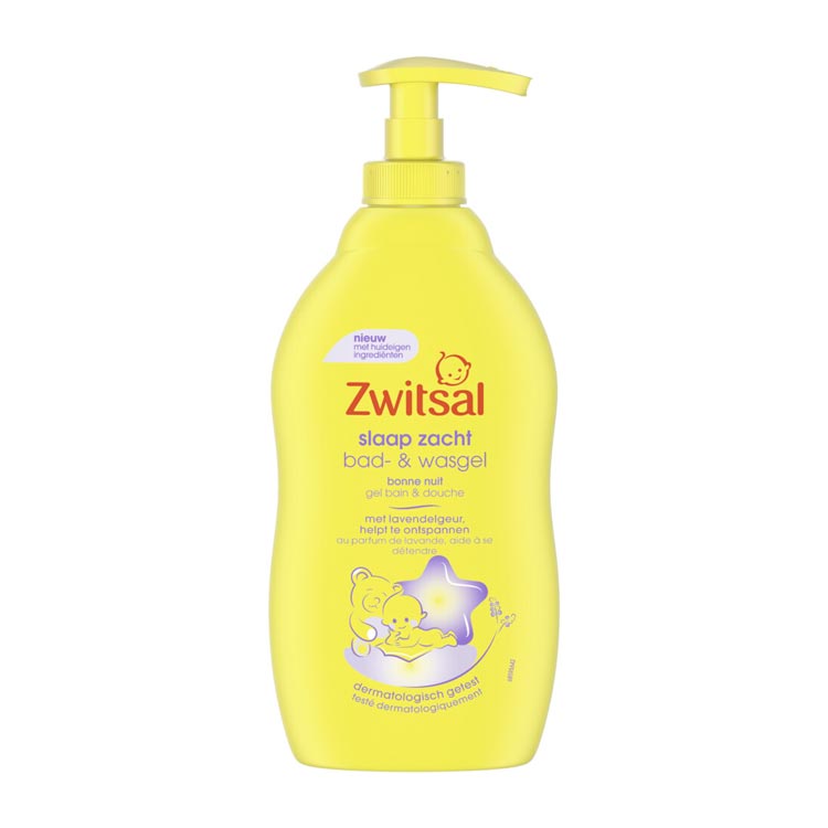 ZWITSAL BABY BAD & WASGEL SLAAP ZACHT LAVENDEL MET POMPJE