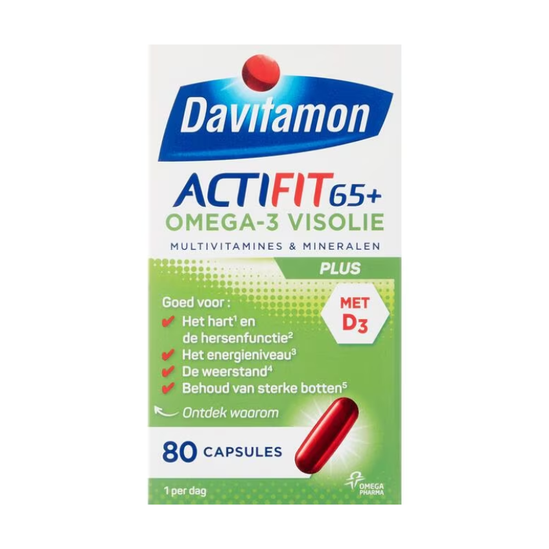Davitamon ActiFit 65+ Omega-3 Visolie Capsules 80st